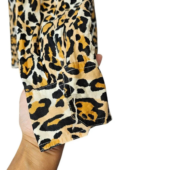 Tory Burch Womens Leopard Print Button Front Pocket Blouse Size 10 Cotton - Picture 3 of 8